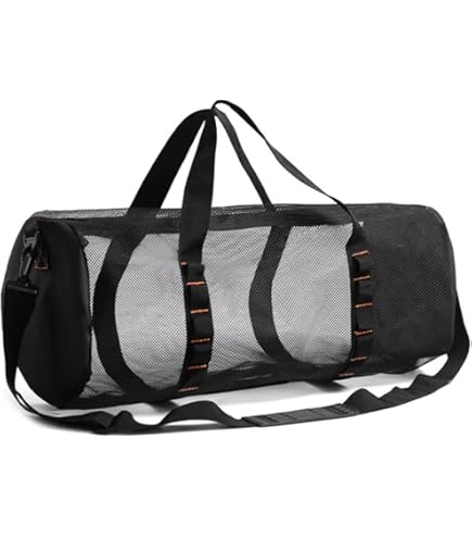 EpheyFIF Mesh Snorkel Gear Bag Extra Large Beach Duffle Bag Mesh Bag For Convenient Shoulder Strap For Scuba Diving Snorkel Fins Flippers, Long Fins And Other Freedivng Equipment