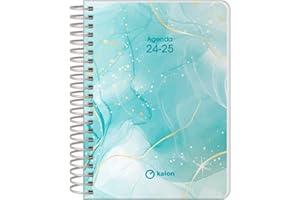 Dohe - Agenda Escolar 2024 2025 - Día por Página, Tamaño A6 (12x17 cm), Cierre de Anillas, Español e Inglés, Septiembre a Junio, Material Escolar - KALON Jade