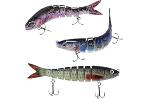 Aoyswuz 3 Piezas Grande Señuelos de Pesca, Flexible Señuelos de Lucio, Señuelos Artificiales para Peces de Agua Dulce, Agua Salada, Peces Medianos y Grandes