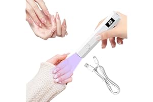 MXTIMWAN Lámpara de Uñas, UV Portátil et Recargable, Luz Mano para Uñas de gel, con 2 Temporizador 20/60S, para Manicura, Resina de Extensión de Gel DIY Arte de Uñas Blanco