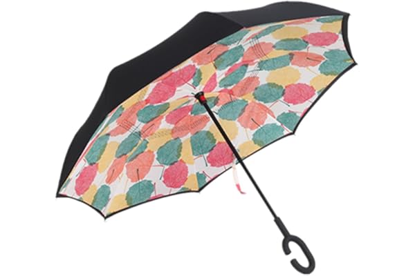 C-Shaped poignée Double Inverted Umbrella, Coupe-Vent Pliable ensoleillé pluvieux amphibie Creative Long Parapluie Voyage Inverse Parapluie (NO7)