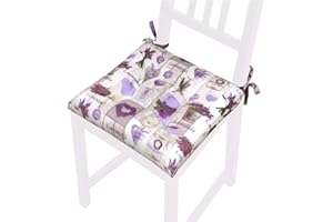 emmevi Cojín para silla de lavanda, suave, universal, lavable, con lazos, fijación, mod. CALLA171