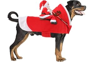 RANYPET Hund Santa Claus Reiten Weihnachtskostüm, Premium Haustier Kleidung Weihnachten Outfit für Kleine Große Hunde Katzen Weihnachtsfeier Anzieh XL