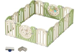 Gcarebb Parque Infantil Bebe, Parque Infantil Bebe, Corralito Bebe Seguro y Robusto, Cerraduras de Seguridad, Forma Ajustable, Almacenaje Plegable, Antideslizante(12 14 16 Panel)