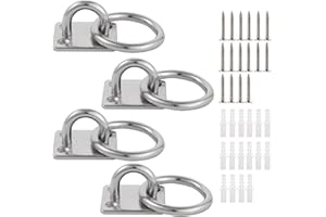 Lyaor 4 Pezzi M6 Gancio per Piastra Oculare Placca Occhiello in 304 Acciaio Inossidabile con Anello Gancio Robusto per Montaggio a Parete a Soffitto Piastra Ancoraggio per Barche Yoga Swing Amaca