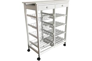 Meyvaser.com Ecommerce Company Verdulero frutero, Carro de Cocina Doble 4 cestas 4 baldas y 2 cajones 85cm Alto x 67cm Ancho x 37cm Fondo