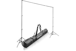 Walimex pro Teleskop Hintergrundsystem XL 225-400 cm breit, Fotohintergrund System 102-256 cm hoch, Lampenstativ 5/8'' Spigot, für Fotografie, Video u. Green Screen, für Leinwände aus Papier u. Stoff