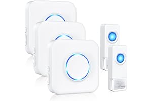 BITIWEND Dzwonek 2 nadajniki i 3 odbiorniki Bezprzewodowe dzwonki na zewnątrz Bezprzewodowy zestaw dzwonków Zasięg 300M 52 dzwonki IP55 wodoodporny z wyświetlaczem LED