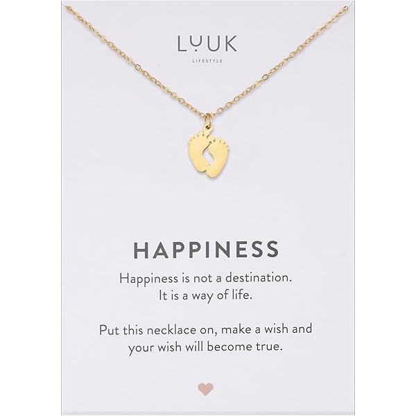 LUUK LIFESTYLE Halskette Mit Anhänger & Happiness-Karte - Filigraner Schmuck In Silber, Gold, Rosegold