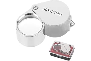 TIESOME lupa jubilerska, lupa 30x, lupa do biżuterii i antyków z soczewką oczną, składana lupa kieszonkowa, szkło powiększające do diamentów, monet, znaczków, zegarków, antyków, srebra (30x-21mm)