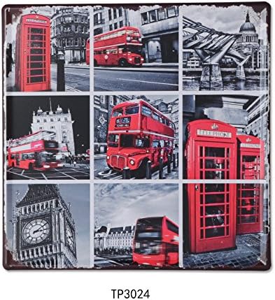 TreasureTrade Retro Iron Art Metal Drawing Iron Sheet Picture Wall Decor For Living Room, Coffee House, Pub. (12x12inch) (London Theme)