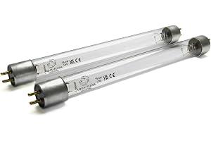 Aqua-Terra Lighting 6 W T5 UVC ersättningsrör 2-pack – 225 mm damm UV-glödlampa, 2 stift dubbel ände bakteriedödlampa för dammfilter och UV-klarare – klar gröna vattenalger