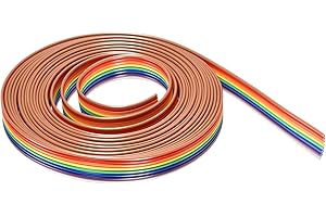DMiotech 1 Paquete 8 Pines Planos IDC Arcoiris Cinta Cable 300cm 1.27mm Paso Placa Puente Cables para Electrónica Proyectos