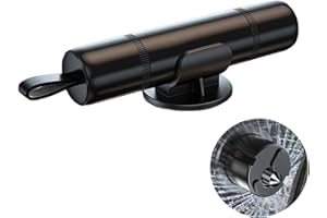 DALAETUS Martillo de Emergencia Coche con Soportes - 2-en-1 Martillo Rompe Cristales y Cinturones, Martillo Rompe Cristales Coche, Seguridad para Coche, Negro