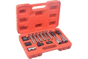 topolenashop Set Attrezzi Puleggia Alternatore 13 Pezzi – Kit Smontaggio e Montaggio Motore Auto – Chiavi a Bussola e Terminali per Riparazioni Auto – Utensili Professionali per Meccanici e Officine