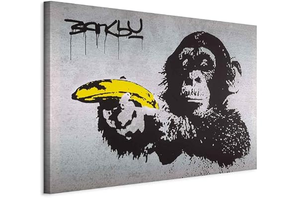 B&D XXL - Tableau décoratif moderne 120x80 cm - Impression sur toile colorée - Décoration murale pour salon et chambre - Artofbanksy banksy graffiti tendances murales urbaines adolescent 030115-40