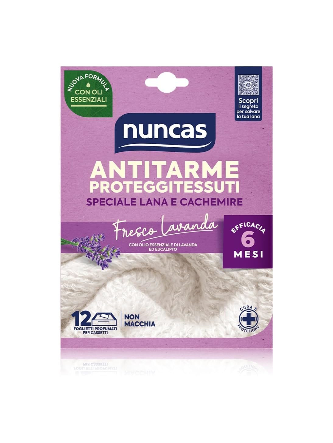 Nuncas Antitarme Proteggitessuti - Fresco Lavanda - 12 Foglietti - Cassetti