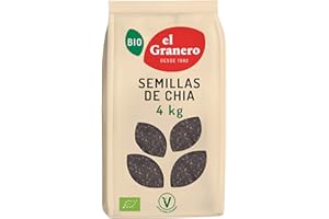 El Granero Integral - Semillas de Chía BIO - 4 kg - Fuente de Proteínas y Ácidos Grasos Omega-3 - Ricas en Fibra, Minerales y Antioxidantes - Aptas para Veganos