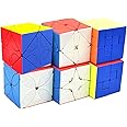 Yealvin Speed Cube Set Stickerless Puzzle Cube Bundle of Polaris Cube Maple Leaf Cube Hunyuan Skewb Cube Lucky Clover Cube Puppet Cube V1 and V2 Puzzle Toys 6Pcs