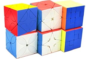 Yealvin Juego de cubos de velocidad sin pegatinas, juego de cubos de rompecabezas Polaris Cube hoja de arce cubo doble Twisty Skewb Cube Lucky Clover Cube Puppet Cube V1 y V2 Puzzle Juguetes 6 piezas