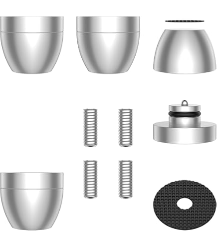 PrecisionGeek - Speakers Spikes And Pads Set, Grey Anodised Aluminium Conical Spikes 20mm Diameter Pads Chamfered Shape 20mm Diameter Self Adhisived Included For Hifi Systems Cabinets Soundbars - View #4