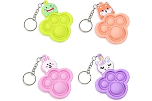 Yeefunjoy 4PCS Mini Pop Push It Fidget Toy Portachiavi, silicone Pop Fidget Portachiavi, giocattolo manuale con bolle da premere stile, Poppet Bubble Giocattoli Antistress per Autismo, Bambini Adulti