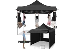COBIZI Gazebo 3x3 Pieghevole Impermeabile con Parasole e Pannelli Laterali UV50+ Gazebo Esterno Resistente 3x3 Tendone da Esterno Tenda per Giardino Auto Campeggio Spiaggia Fiere(3 per 3m Nero)