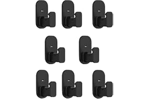 WEKIWGOT Soporte para Barra de Cortina Sin Taladrar, Sujeción de Abrazadera para Barra de 16 mm, Gancho Autoadhesivo para Baño, Cocina, Salón, Dormitorio (Negro, 8 Piezas)