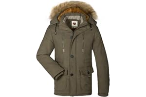 HAINES Herren Warme Winterjacke Parka Jacke mit Fell Wintermantel mit Kapuze Übergangsjacke Gefütterte Winterparka