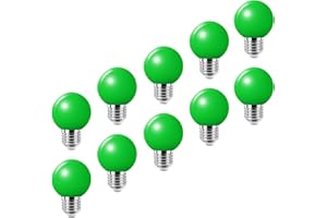 HUAMU LED Bunte E27 Farbige Glühbirnen 2W = 20W Dekoratives Licht und Design 200 Lumens AC220V-240V Dekorationslampe in Klasse Golfball Form, Grün- 10er Pack