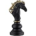 Navaris Chess Statue Decor Piece - 27cm (10.6") Tall Decorative Resin Sculpture - Large Game Figure Decoration Ornament for Home Office Study - Black Knight