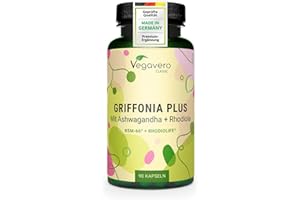 ‎VEGAVERO Vegavero 5-HTP Kapseln | aus Griffonia | Mit Ashwagandha KSM-66 und Rhodiola Rosea Rhodiolife | Adaptogene Komplex | Laborgeprüft | Ohne Zusatzstoffe | Deutsche Produktion
