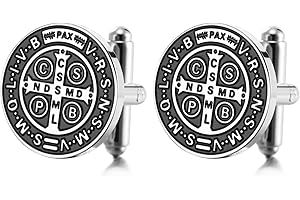 TEAMER Gemelli di San Benedetto Gemelli di San Benedetto in acciaio inossidabile Gioiello religioso con croce di Gesù amuleto di forza e pace per uomo e donna