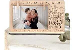 SAQUITOMAGICO Marco de fotos con pinzas de madera para cumpleaños.Regalos para personas Geniales.Regalo cumpleaños.Portafotos.Marco album fotos (cumpleaños)