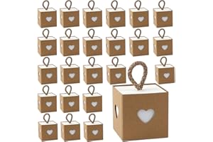 AIERACZY 30 Pièces Boite Cadeau Carton Kraft, Boite Dragees pour Mariages, Papier Cadeau Boite de Bonbons, Mini Vintage Fête Bricolage Boîtes d'Emballage Cadeau pour Anniversaire, Noël, Saint Valentin,Marron