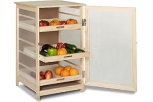 IDMarket - Cassetta per frutta e verdura in legno con 3 cassetti estraibili VEGGE