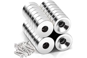 KEUKENKET 30 Stück Neodym Magnete mit Loch 8x3mm,Blende 3 mm,Magnete Stark Displate Extra Stark Flach zum Anschrauben,Magneten Starker Halt zum kleben, Rund Magnet mit Schrauben für Magnettafel Küche Büro