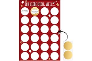 JOYEASE 2025 Rubbellos Adventskalender für Paare Pärchen Freundin - ICH LIEBE DICH, WEIL… – DIY Rubbelkalender zum Selber Beschriften - Personalisierte Adventskalender Karten mit 24 Rubbellose
