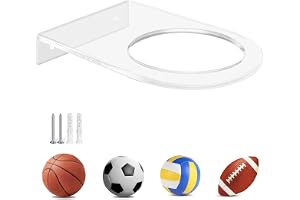 Acrylic Basketball Wall Mount–Clear Ball Display Rack for Basketball&Soccer | 5mm Clear Acrylic•Fits Basketball, Football, Soccer&Volleyball•Floating Display•Easy Installation•Home&Garage Storage