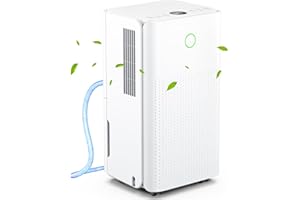 JERVAMNI Deshumidificateur d air 12L/Jour, Déshumidificateur Electrique avec 3 Modes,Déshumidification Automatique, Minuterie de 24H, Drainage Continu, Contre l'humidité - Idéal pour Maison/Appartement/Cave