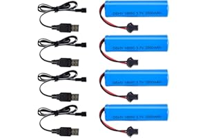 EBKCQ 4 Stück 3.7 Volt Akku Li-ion with SM-2P Stecker, 2000mAh 3 7 Volt RC Akku, Wiederaufladbare RC Batterie, 3.7V Li-ion Power Ersatz Akku für Ferngesteuertes Auto, Boote, Panzer, Roboter