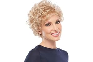 AIYLMZ Parrucche Corte Ricce Biondo Chiaro per Donne Bianche Parrucca dall'aspetto Naturale per l'uso quotidiano Parrucca da Donna per Giovani Donne di Mezza Età con Frangetta