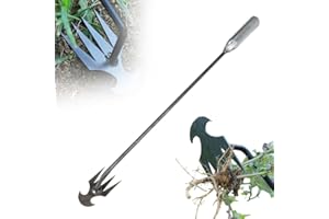 JOHNBOLIN Arrache Pissenlit Mauvaise Herbe，Désherbeur Manuel Acier Inoxydable, Arrache Pissenlit Couteau Désherbeur Outil de Râteau de Désherbage Désherbeurs Manuels Tire Racine Outils Jardinage (Blanc long)