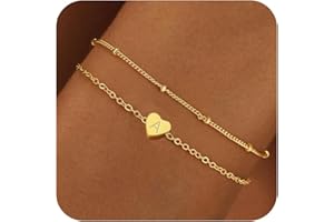 RMMD Armband Damen Gold Silber - 18K Gold/Weißgold Vergoldete Initialen Herz Armband mit Buchstaben Armbänder Personalisiert Geschenke Schmuck Geburtstagsgeschenk für Frauen Mädchen Geschenke