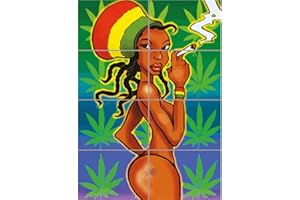 Doppelganger33 LTD Rasta Girl Reggae Weed Smoke Marijuana Poster XL Giant Panel Poster Art Print (8 Sections)