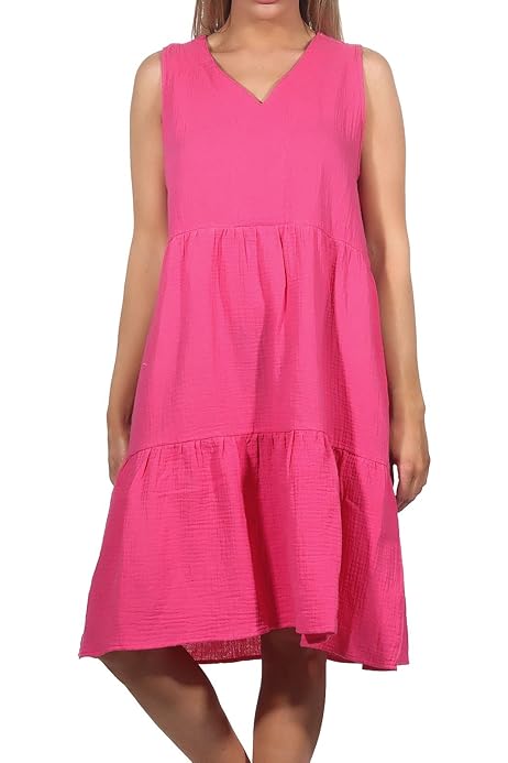ONLY Damen Musselin Kleid ONLThyra V-Neck Sommerkleid mit Volants  