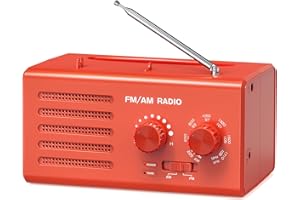 PADWA LIFESTYLE Radio Transistor Am/FM portátil con excelente recepción, Altavoz Integrado, Conector para Auriculares, Compatible con USB, Ideal para Uso en el hogar, al Aire Libre y en emergencias.（Rojo）