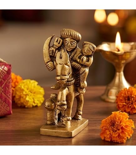 置物 dododo123 Buy Brass Lord Khandoba Murti | Traditional Hindu God Idol for