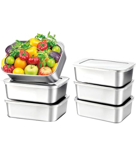 Contenitori Alimentari In Acciaio Inox Da 650 Ml - 6 Pezzi Con Coperchio Ermetico