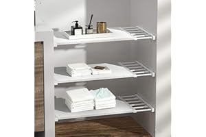 Homieco Ausziehbar Garderobensystem Regaltrenner Edelstahl-Stangen Ohne Bohren für Küche Bücherregal Kühlschrank